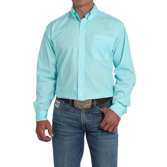 MTW1105923 Cinch Men's Solid Classic Fit Button-Down Long Sleeve Western Shirt - Turquoise