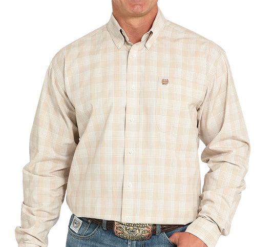 MTW1105940 Cinch Long Sleeve Plaid Khaki Button Up Shirt