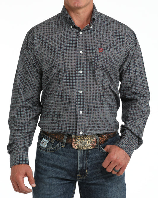 MTW1106137 Mens Blue Long Sleeve Button Tee