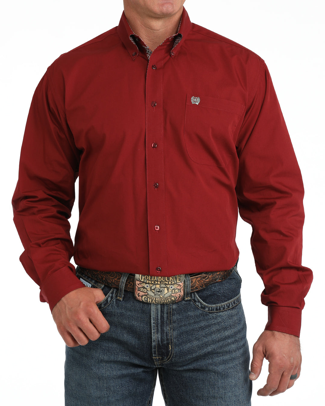 MTW1106139 Men's Solid Long Sleeve Button Down Shirt