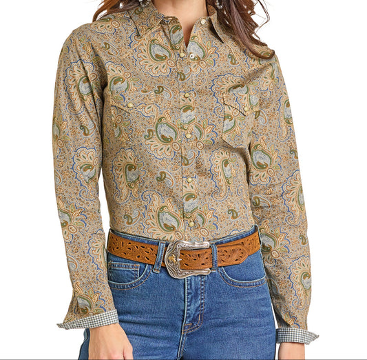 RWN2S06923 Panhandle Slim Long Sleeve Snap Up Top