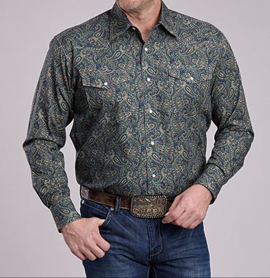3-01-225-1017 Roper Forest Paisley Snap Up Shirt