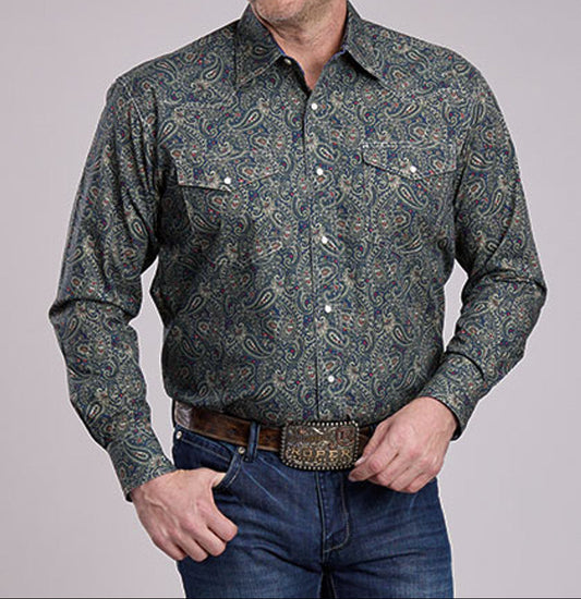 3-01-225-1017 Roper Forest Paisley Snap Up Shirt