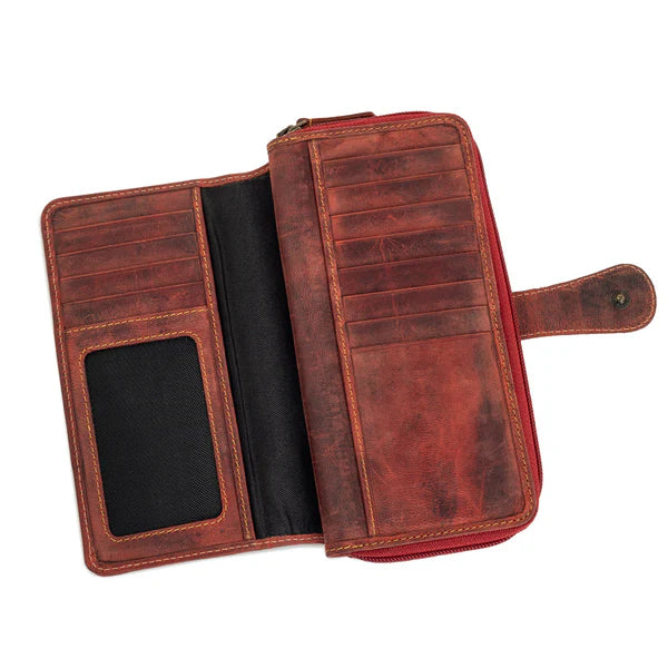 S-10665 Myra Bag Wallet Western Fork Deluxe Wallet in Red Russet