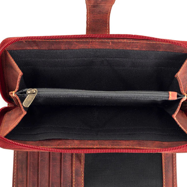 S-10665 Myra Bag Wallet Western Fork Deluxe Wallet in Red Russet