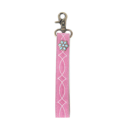S-11915 Myra Bag Rodeo Rose Leather Key Fob in Sunset Pink