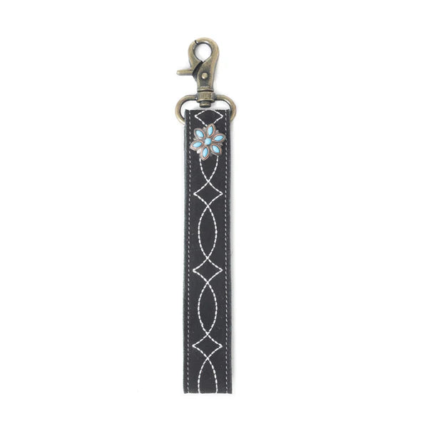 S-11918 Myra Bag Rodeo Rose Leather Key Fob in Black