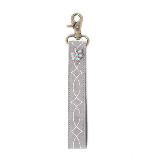 S-11919 Myra Bag Rodeo Rose Leather Key Fob in Grey