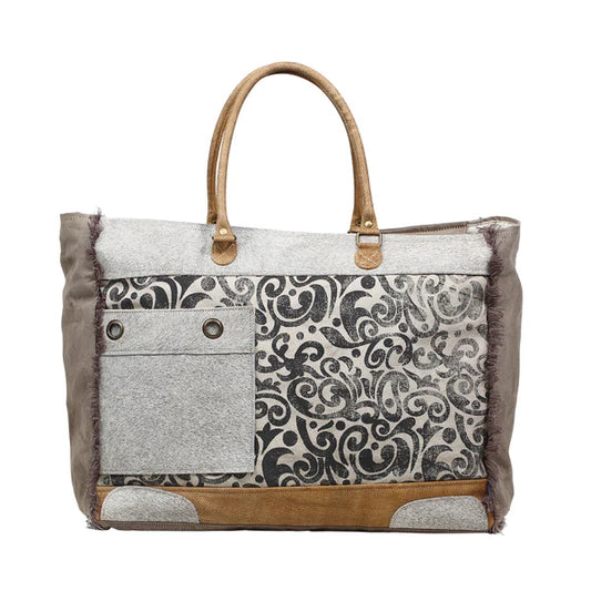 S-1199 Myra Bag Hide & Floral Print Weekender Bag