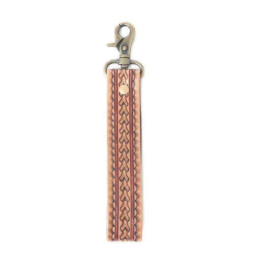 S-12116 Myra Bag Bronco Loop Leather Key Fob in Brandy Oak