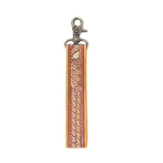 S-12117 Myra Bag Saddlewood Leather Key Fob in Sunbaked Brown