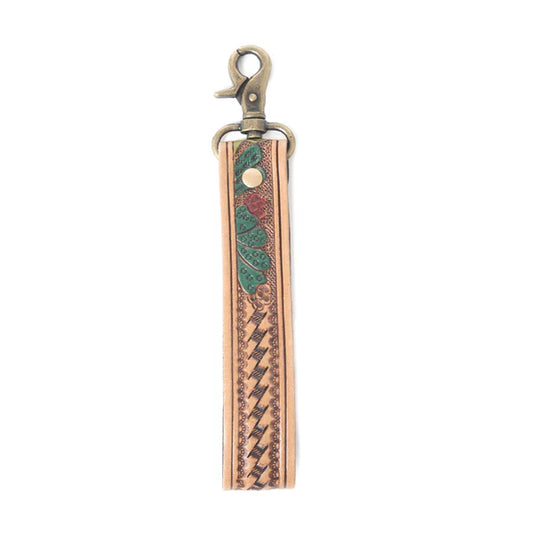 S-12118 Myra Bag Rustleaf Rider Leather Key Fob in Sage Brown