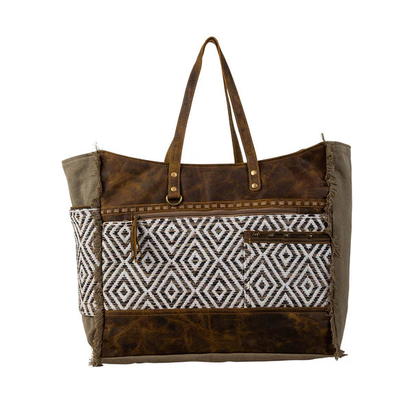 S-7357 Myra Bag Sand Weaver Weekender Bag