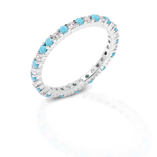 Kelly Herd Clear and Turquoise Anniversary Band