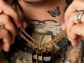Jesus Loves You Gold Stainless Steel Chain For Men