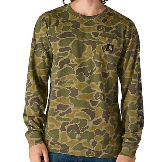 107043 E97 Carhartt Relaxed Fit Heavyweight Long-Sleeve Pocket Camo Tee