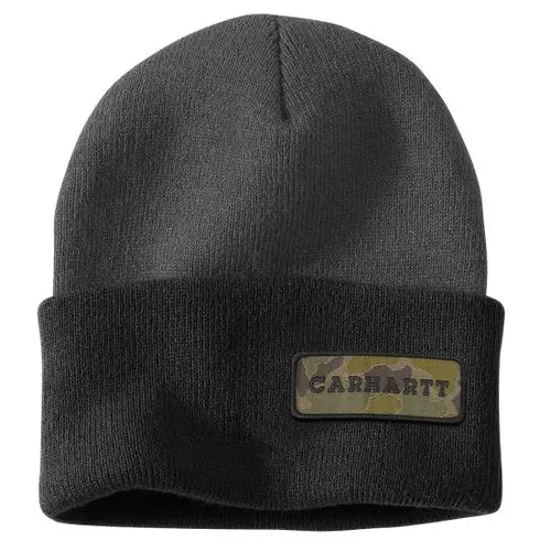 107197 029 Carhartt Knit Cuffed Camo Patch Beanie