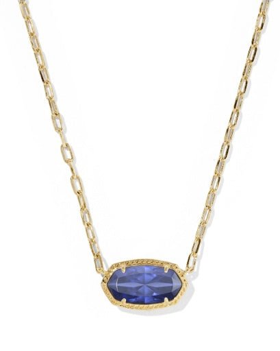 Kendra Scott Elisa Luxe Short Pendant Necklace - Gold Blue Crystal