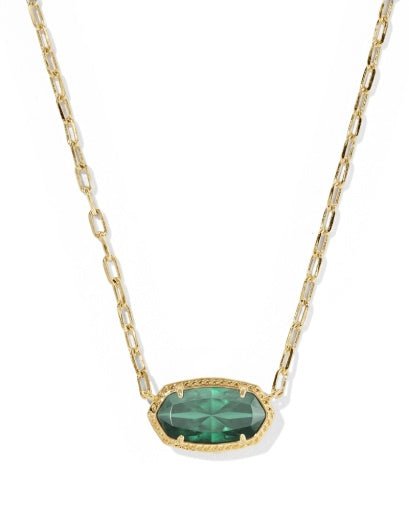 Kendra Scott Elisa Luxe Short Pendant Necklace - Gold Dark Green Crystal