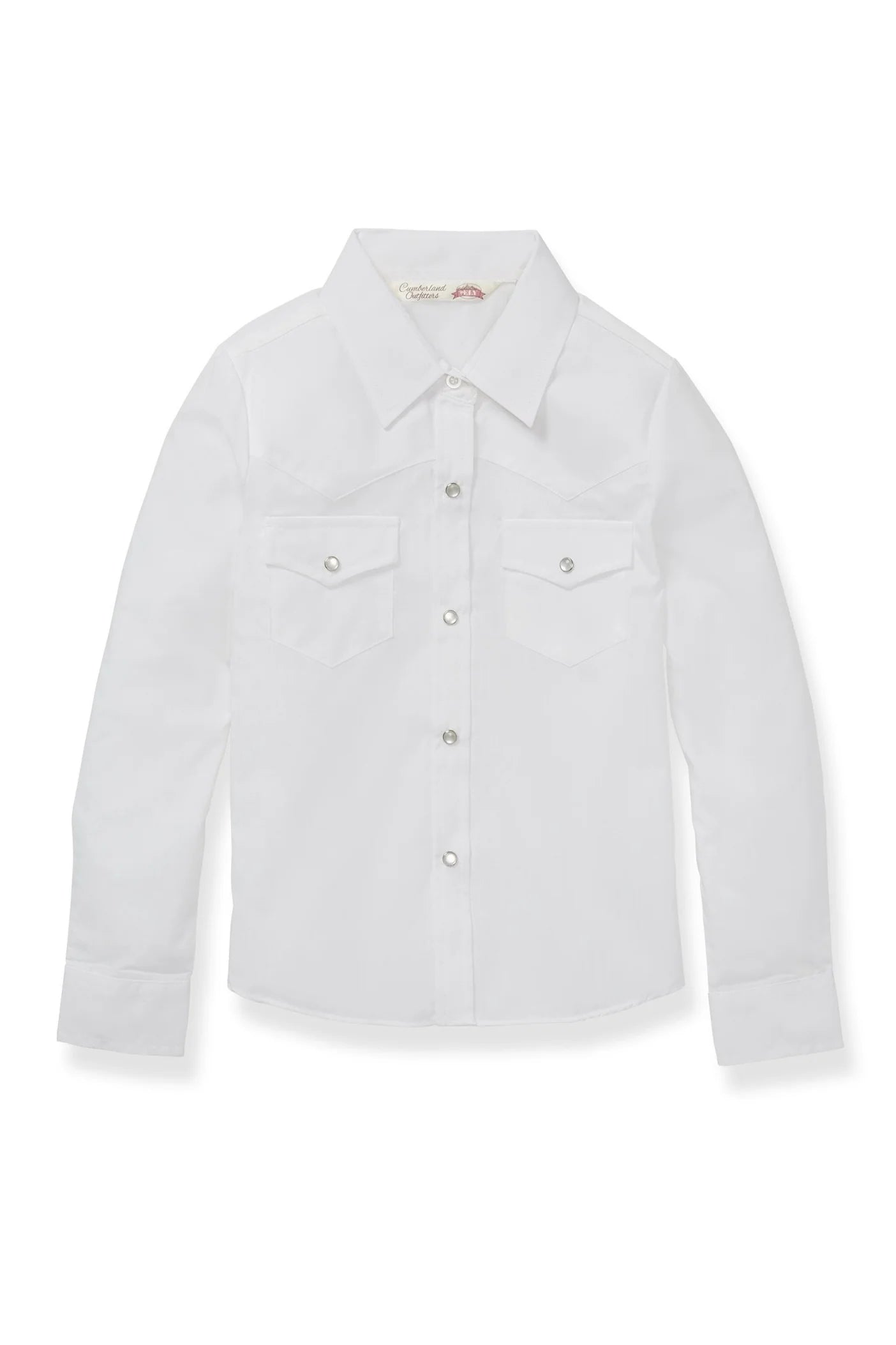 15521905 Girl's Ely Cattleman Long Sleeve Solid Western Snap Shirt - White