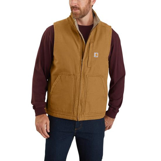 104277 BRN Carhartt Mock-Neck Sherpa-Lined Vest - Loose Fit - Washed Duck