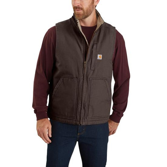 104277 DKB Carhartt Mock-Neck Sherpa-Lined Vest - Loose Fit - Washed Duck