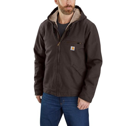 104392 DKB Carhartt Men's Sherpa-Lined Jacket - Relaxed Fit - Washed Duck - 3 Warmest Rating