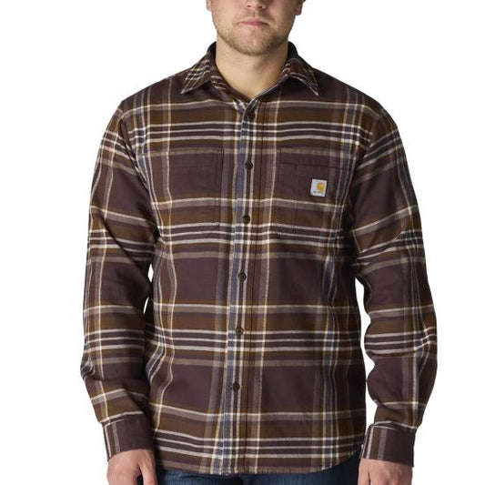 107010 BB3 Carhartt Rugged Flex Relaxed Fit Midweight Flannel Long-Sleeve Plaid Shirt
