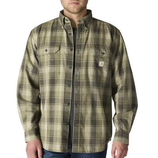 107012 D0V Carhartt Loose Fit Midweight Chambray Long-Sleeve Plaid Shirt