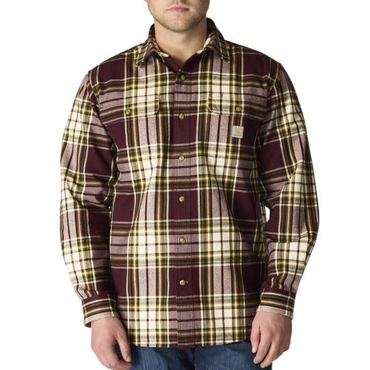 107013 PRT Carhartt Loose Fit Heavyweight Flannel Long-Sleeve Plaid Shirt