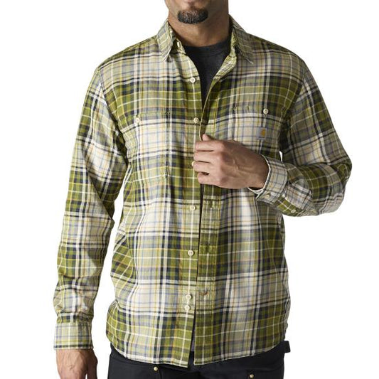 107014 GL7 Carhartt Rugged Flex Relaxed Fit Lightweight Long-Sleeve Plaid Shirt