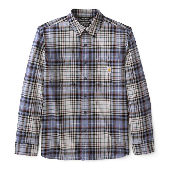 107014 HN9 Carhartt Rugged Flex Relaxed Fit Lightweight Long-Sleeve Plaid Shirt