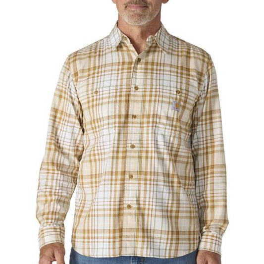 107014 A16 Carhartt Rugged Flex Relaxed Fit Lightweight Long-Sleeve Plaid Shirt