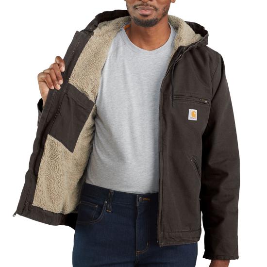 104392 DKB Carhartt Men's Sherpa-Lined Jacket - Relaxed Fit - Washed Duck - 3 Warmest Rating