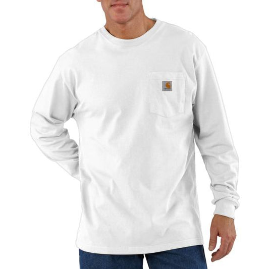 K126 WHT Carhartt Long Sleeve Pocket Henley T-Shirt