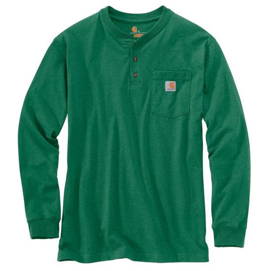K128 G55 Carhartt Long Sleeve Pocket Henley T-Shirt