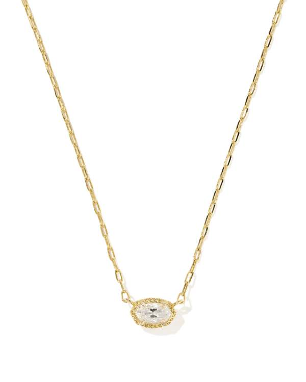 9608806881 Kendra Scott Mini Elisa Luxe Gold Pendant Necklace in White CZ