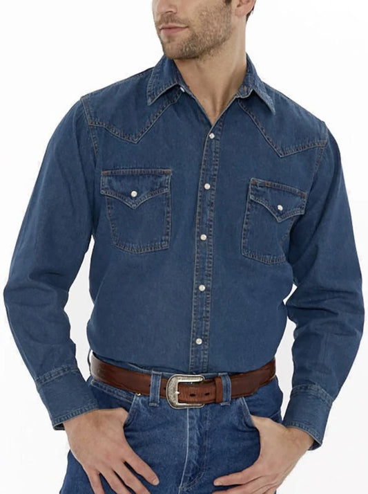 15202950RG-75 Men's Ely Cattleman Long Sleeve Denim Western Snap Shirt
