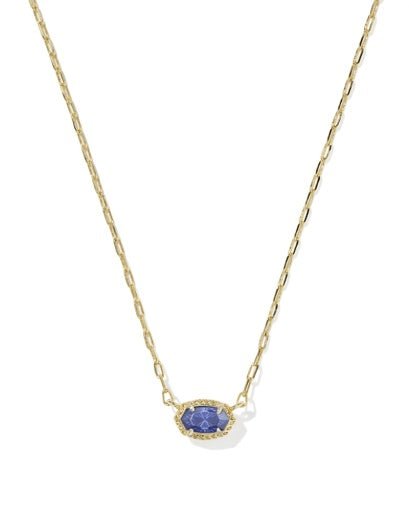 Kendra Scott Mini Elisa Luxe Short Pendant Necklace - Gold Blue Crystal