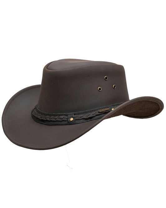 1367 Outback Trading Co. Wagga Wagga Leather Hat - Chocolate
