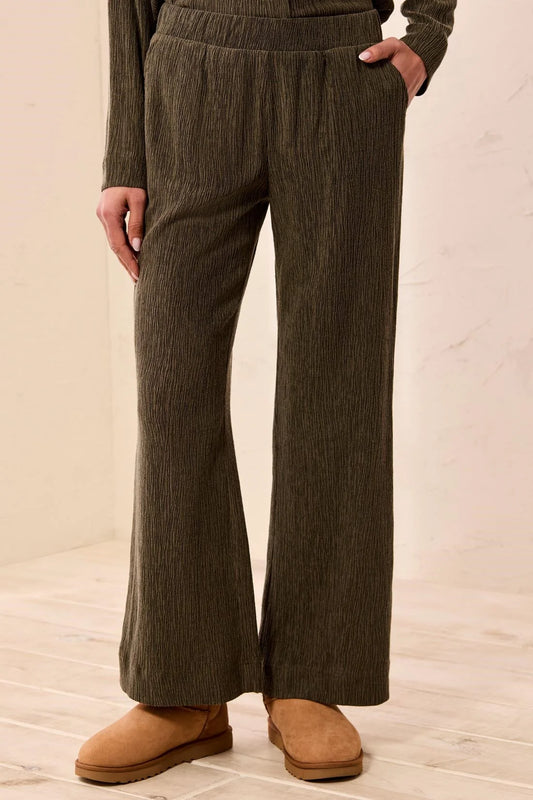 3141O-8503-1218 Tribal Crinkle Lyocell Pull-On Flowy Wide Leg Pants Basil