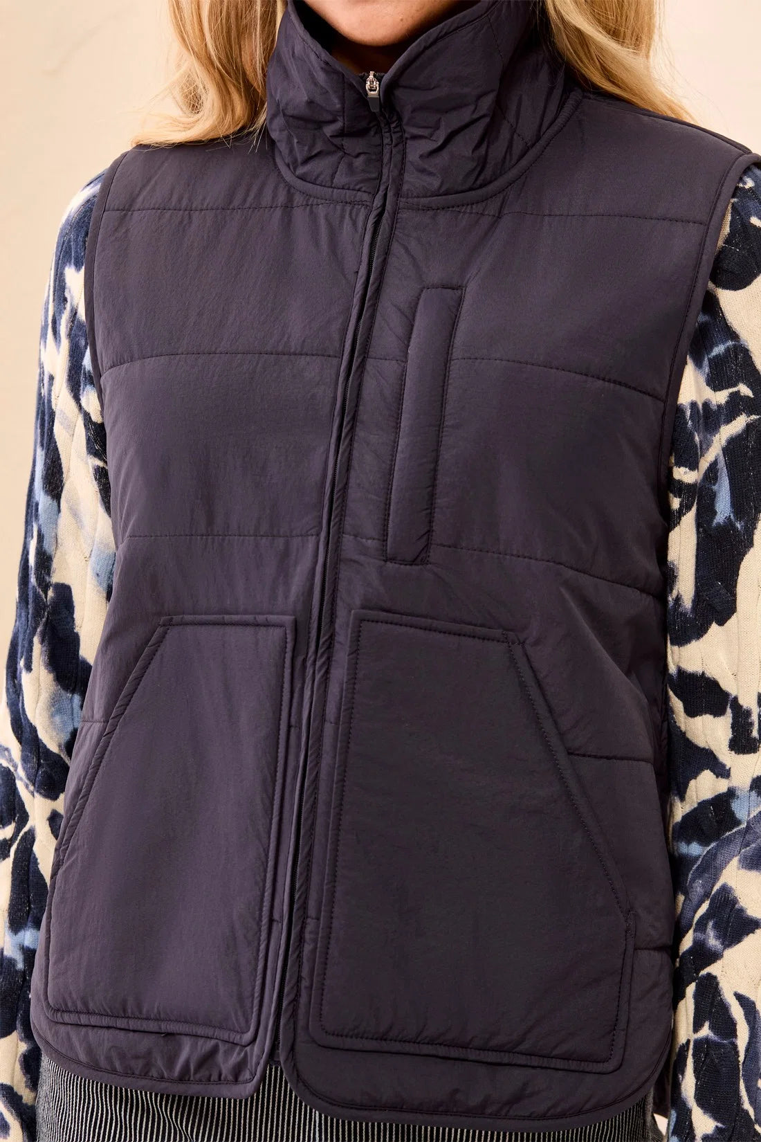 3178O-8515-0805 Tribal Packable Puffer Zip Up Vest Sapphire