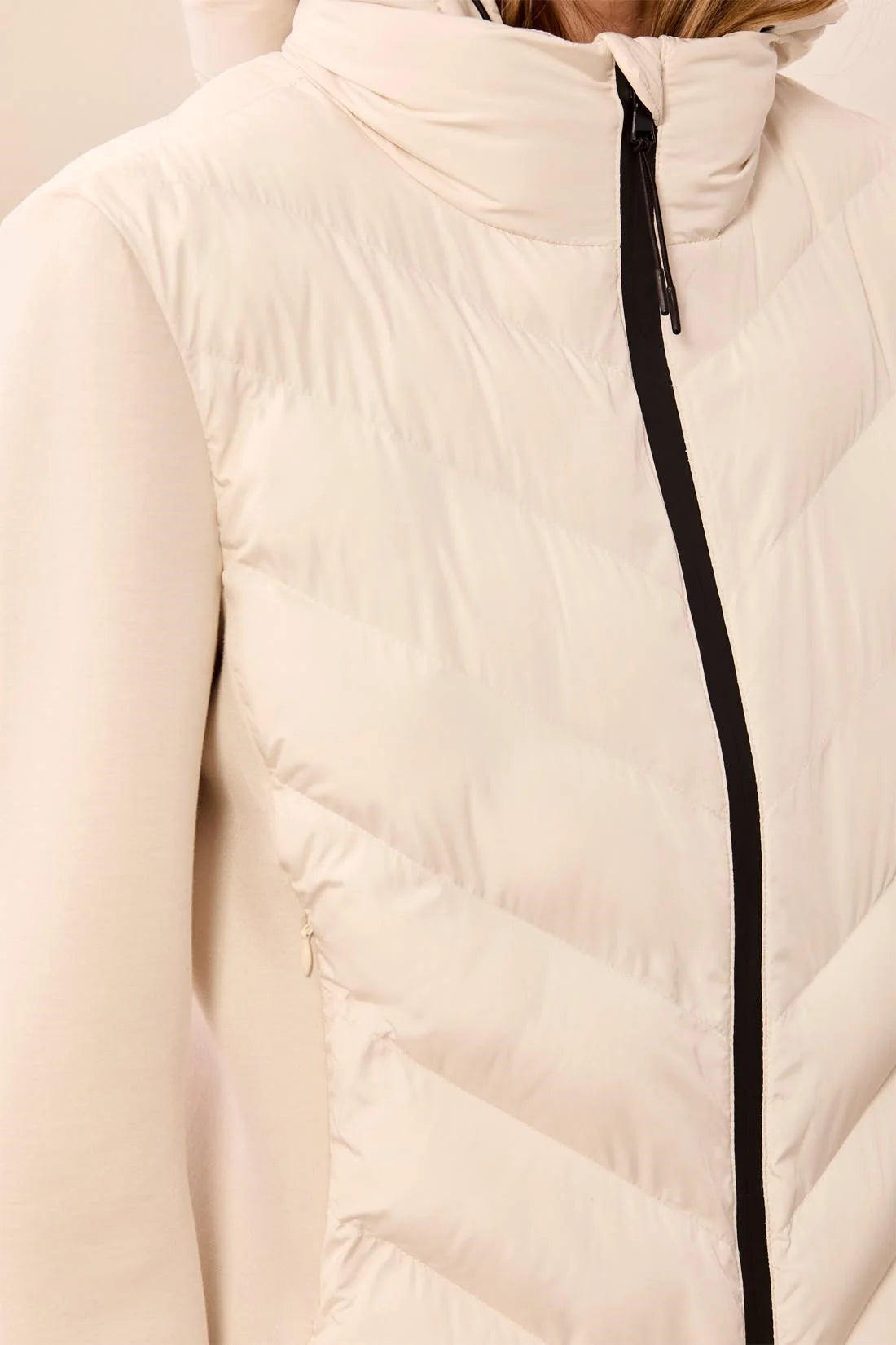 3172O-8512-3111 Tribal Water Repellent Hybrid Puffer Jacket With Hood Moonstone