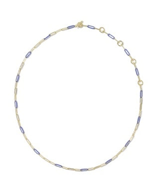 9608897252 Kendra Scott Courtney Link Necklace Gold Blue Enamel