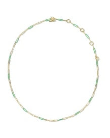 9608897152 Kendra Scott Courtney Link Necklace Gold Green Enamel