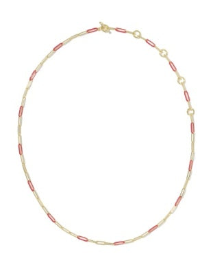 9608897692 Kendra Scott Courtney Link Necklace Gold Red Enamel