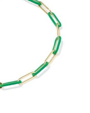 9608805480 Kendra Scott Courtney Link Bracelet Gold Green Enamel