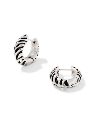 9608805538 Kendra Scott Tiger Stripe Mikki Huggie Vintage Silver Metal