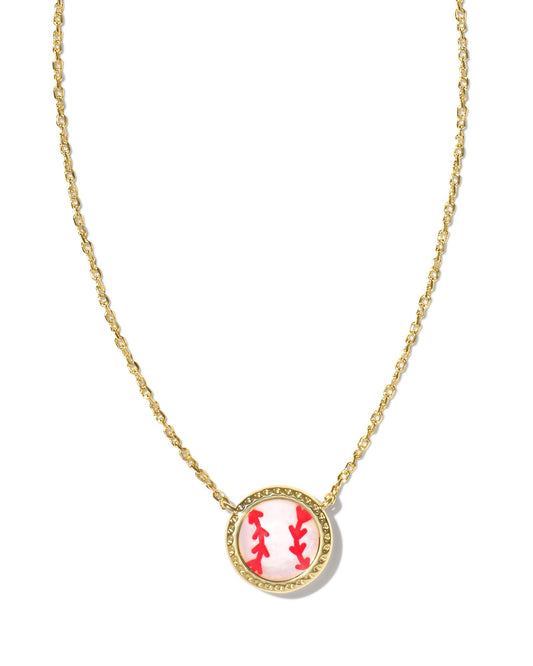 9608865757 Kendra Scott Baseball Gold Short Pendant Necklace