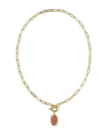 9608893591 Kendra Scott Elisa Link Chain Necklace Gold Orange Goldstone